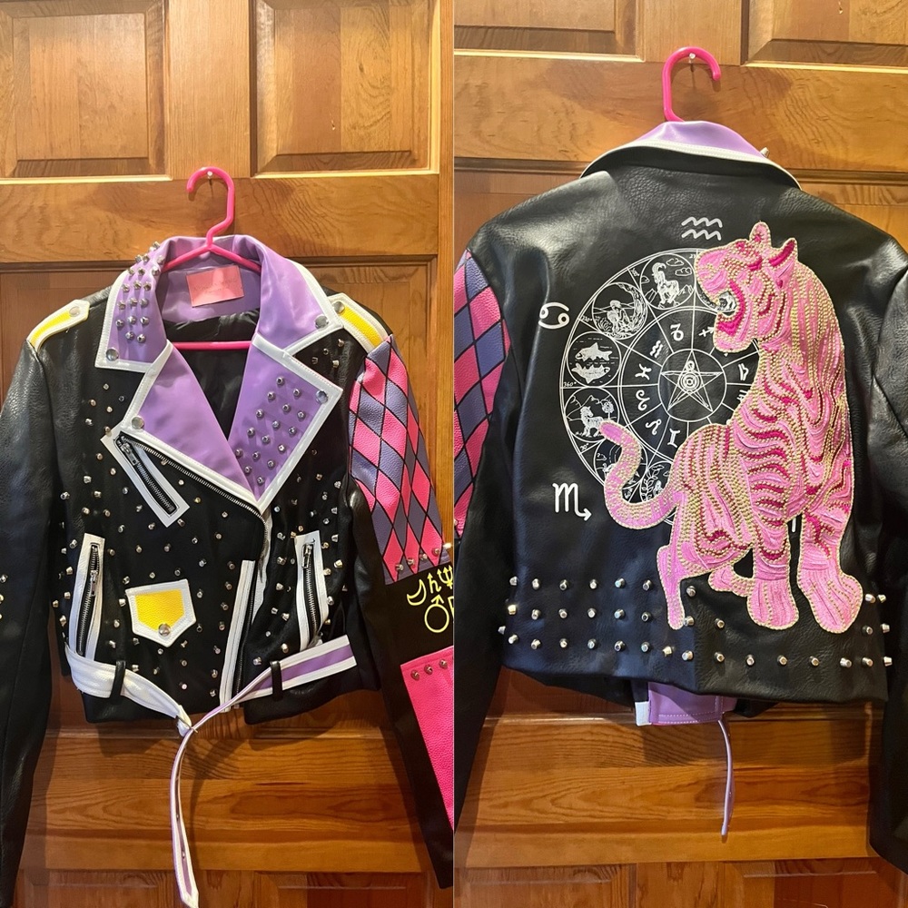 Azalea Wang Sheeba Khan Studded Moto Jacket Large
